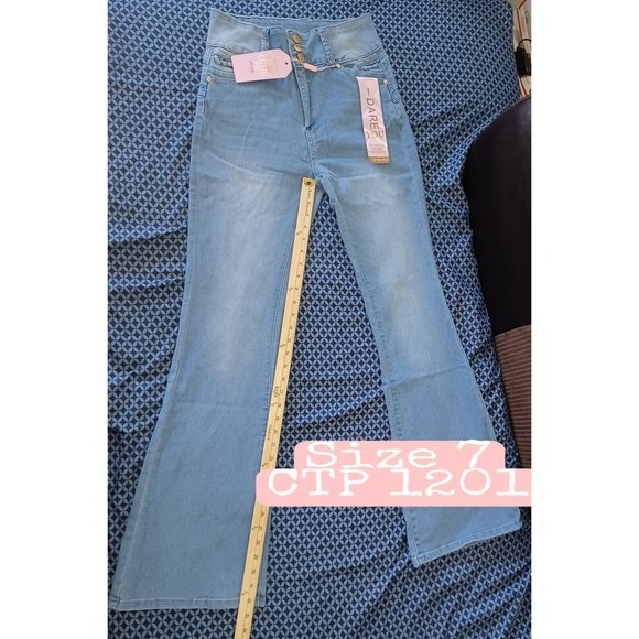 Size 7 Women Flared Jeans Push Up, Stretch, Regular Size, Levanta Cola CTP 1201 - Picture 3 of 8